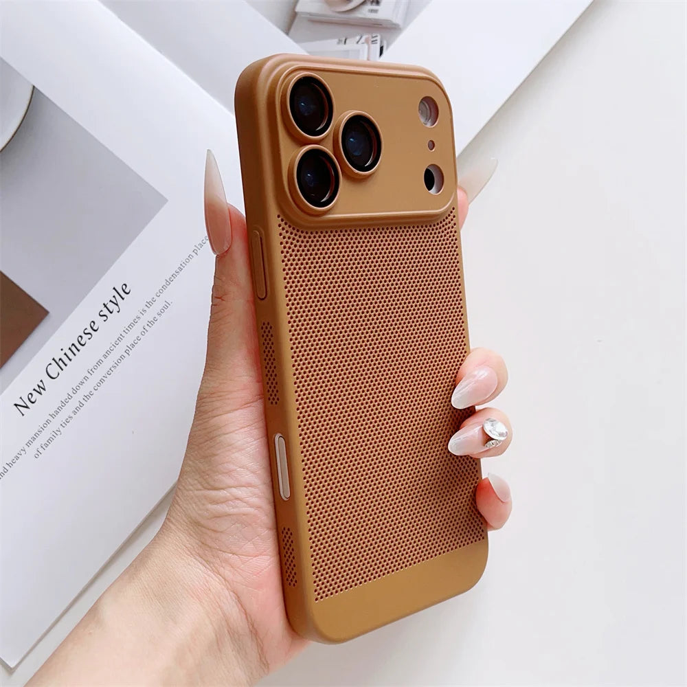 Grid Shell Electroplated Cooling Dissipation Shockproof Case for iPhone