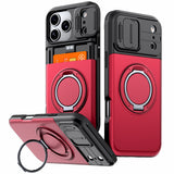 Armor Reinforced Shock‑Absorbent Case With Card Slot & Stand for iPhone