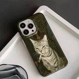 Fashion Kitten Smoking Pattern Soft Phone Case For iPhone