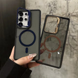 Magnetic Shockproof Metal Lens Stand Phone Case for Samsung