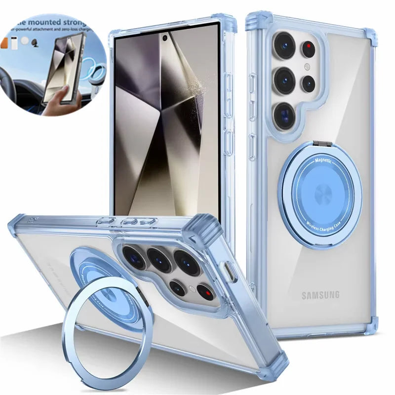 Ring Holder Magnetic Clear Case For Samsung