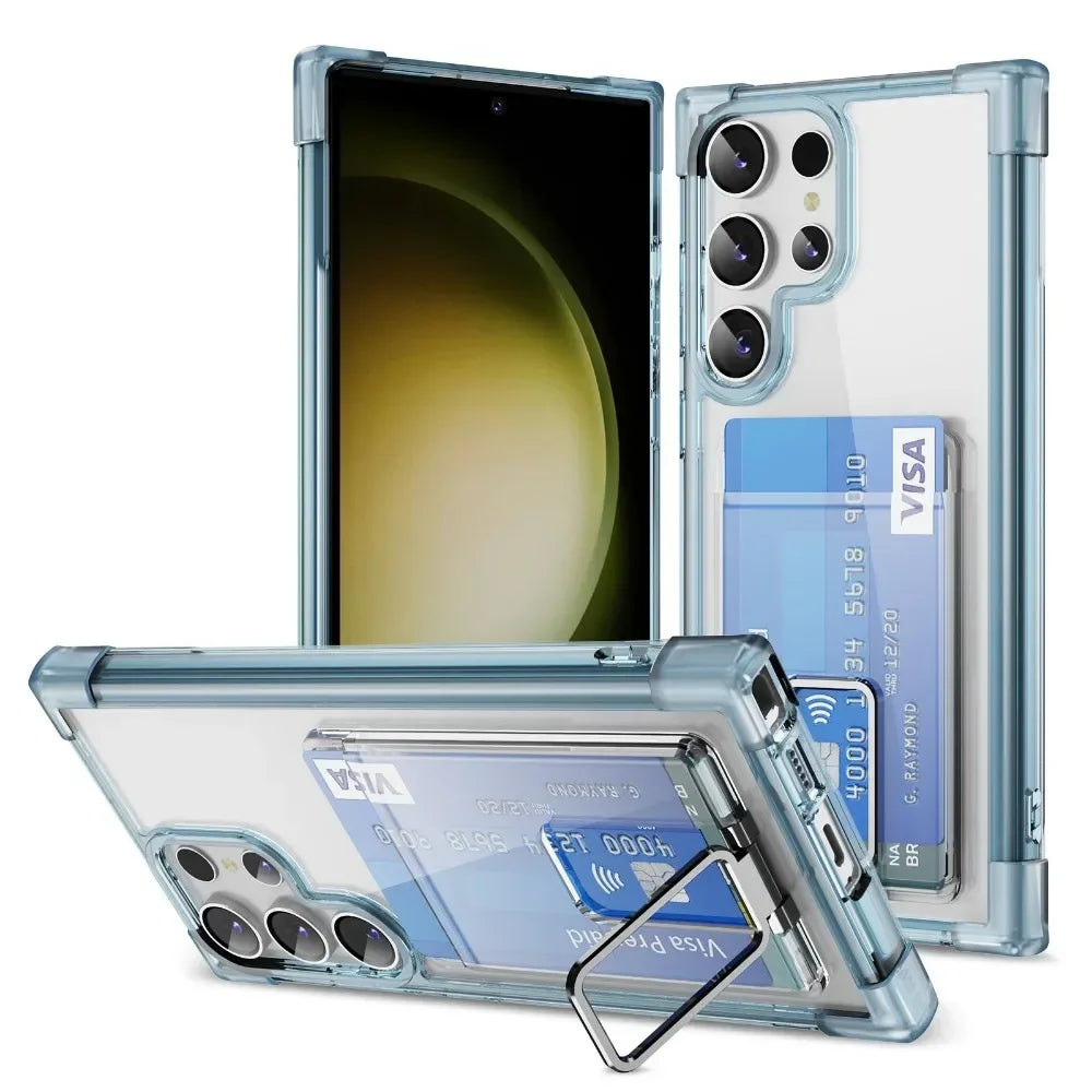 Transparent with Card Slot Holder Phone Case For Samsung