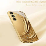 Ornate Line Patterns Electroplated Tempered Glass Case For Samsung