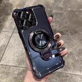 Plating Magnetic With Stand Shockproof Case For iPhone