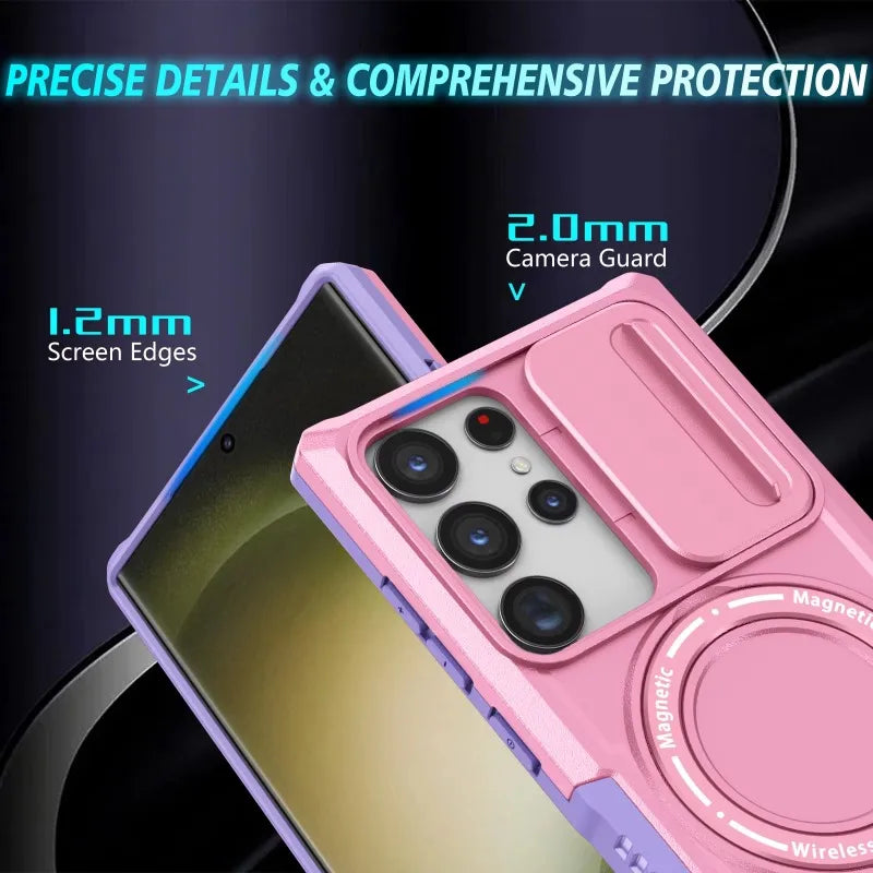 Hit Color Armor Magnetic Bracket Slide Camera  Case For Samsung