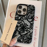 Black Lace Pattern Shockproof Soft Phone Case For iPhone