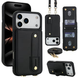 Wristband Stand Card Slot Leather Crossbody Case for iPhone