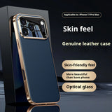 Genuine Leather Case with Optical Glass Lens Protector for iPhone