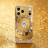 Golden Diamond Plate Pattern Glass Phone Case For iPhone