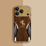 Luxury Golden Horse Wood Grain Pattern Case for iPhone