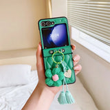 Stylish Flower Ring Holder Leather Case for Samsung Z Flip