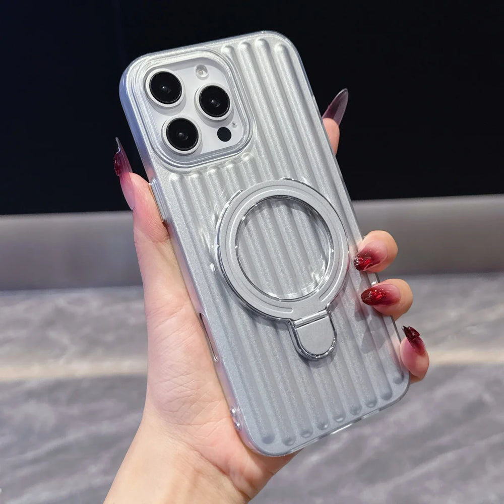 Glossy Corrugated Stripe Magnetic Case For iPhone