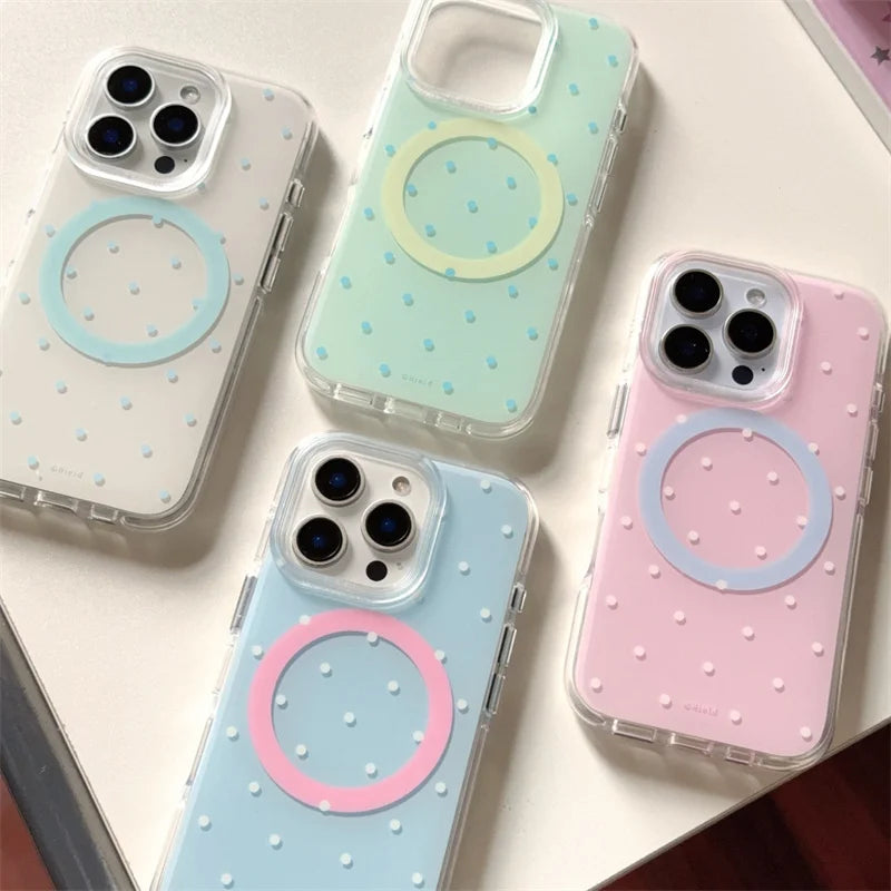 Simple Polka Dots Magnetic Phone Case For iPhone