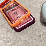 Slot Card Holder Fold Lens Stand Holder Shockproof Clear Case For iPhone