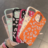 Pink Leopard Print Lichee Pattern Silicone Cover for iPhone