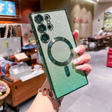 Plating Glitter Magnetic Magsafe Wireless Charging Case For Samsung