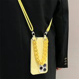 Crossbody Lanyard Luxury Candy Color Chain Matte Silicone Soft Case For iPhone