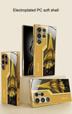 Eiffel Tower Pattern Electroplated Tempered Glass Case For Samsung
