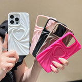 Fashion Fold Wrinkle 3D Love Heart Matte Silicone Phone Case for iPhone