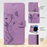 Butterfly & Flower Pattern Leather Flip Wallet Case for iPhone