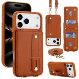 Wristband Stand Card Slot Leather Crossbody Case for iPhone