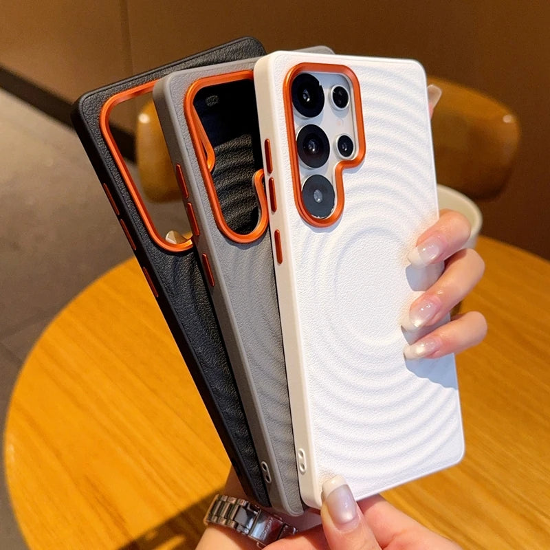 Magnetic Ripple Pattern Leather Case For Samsung
