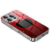 Red Water Drop Apple Pattern Glass Case For iPhone