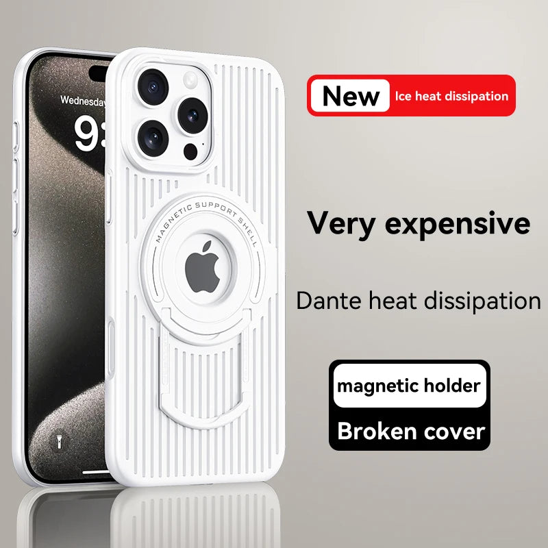 Magnetic Hidden Holder Heat Dissipation Phone Case for IPhone