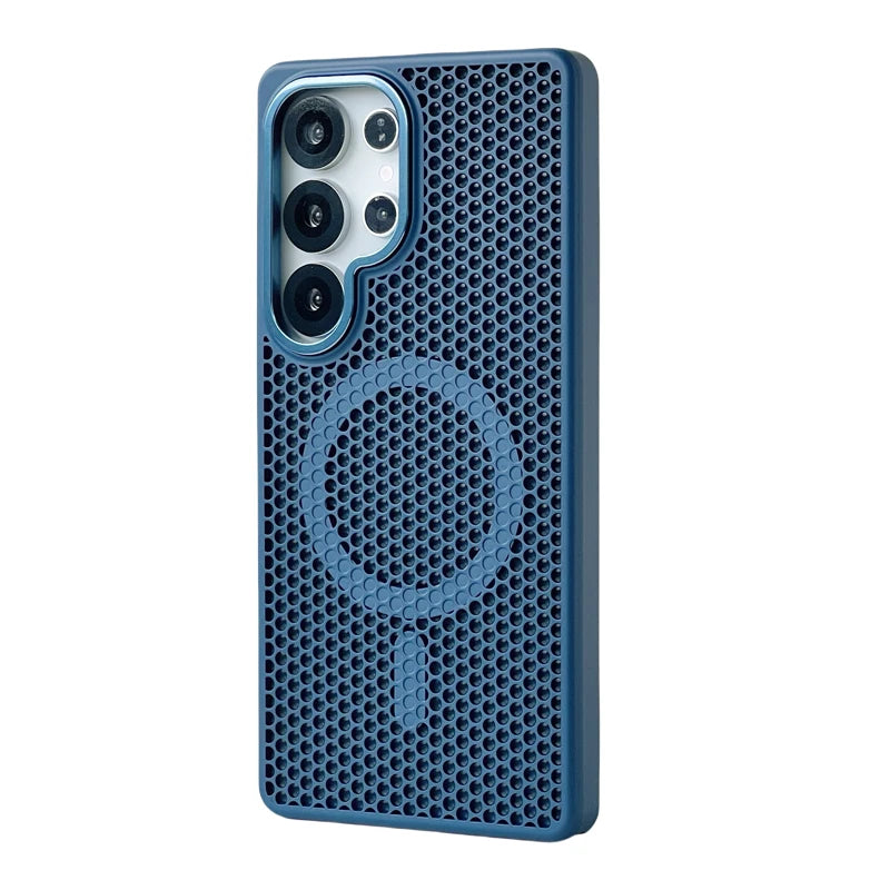 Honeycomb Grid Mesh Cooling Magnetic Phone Case For Samsung