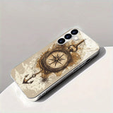 Vintage Nautical Compass Pattern Tempered Glass Case For Samsung