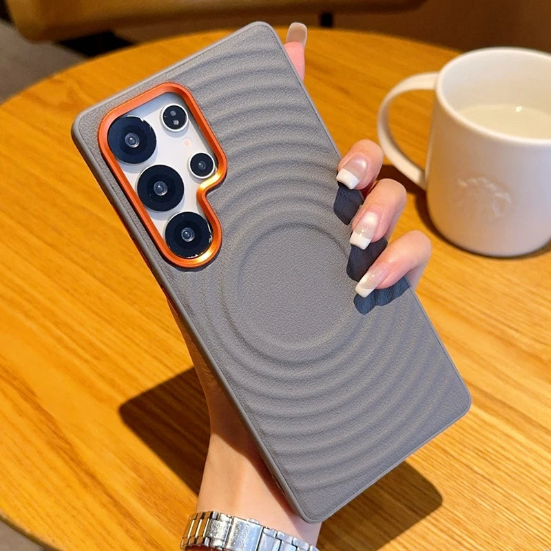 Magnetic Ripple Pattern Leather Case For Samsung
