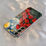 Starry Sky And Floral Plated Tempered Glass Case For Samsung