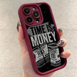 "Time is Money" Printed Soft Phone Case For iPhone