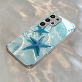 Seawater And Starfish Pattern Tempered Glass Phone Case For Samsung