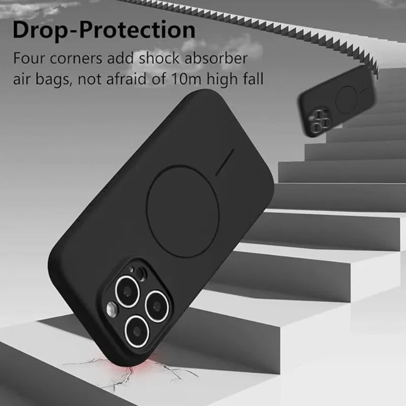 Microfiber Liquid Silicone Magnetic Case for iPhone