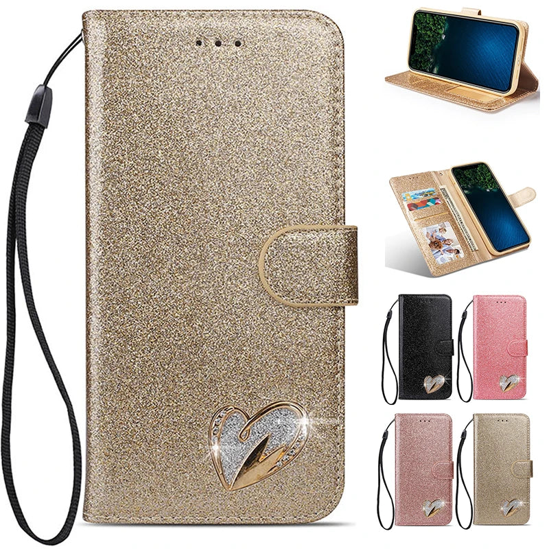 Wallet Glitter Clamshell High-end Case For iPhone