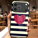 Creative Striped Heart Pattern Phone Case for iPhone
