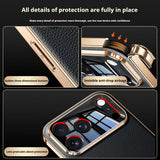 Genuine Leather Case with Optical Glass Lens Protector for iPhone