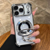 Plating Magnetic With Stand Shockproof Case For iPhone