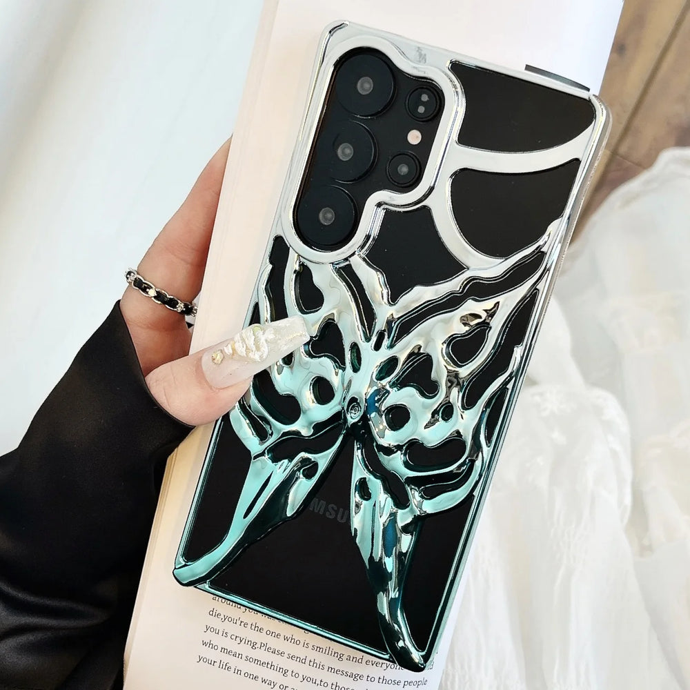 Gradient Color Hollowed Butterfly Plating Cover  For Samsung