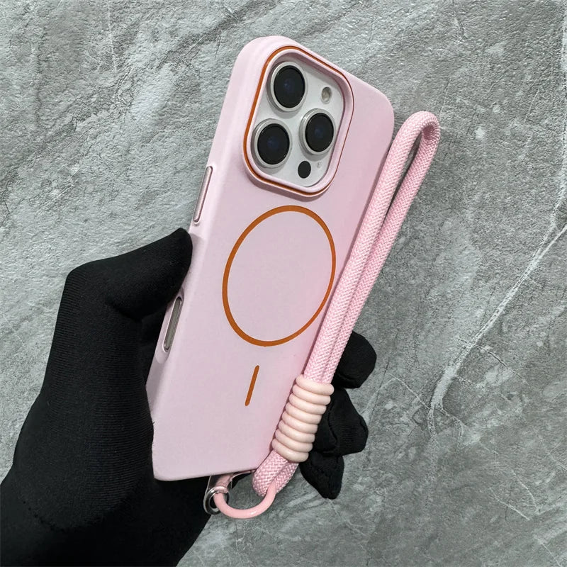Ultrathin Simple Magnetic Lanyard Bumper Case for iPhone