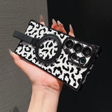 Leopard Print Bracket Plating Magnetic Charging Case for Samsung