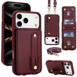 Wristband Stand Card Slot Leather Crossbody Case for iPhone