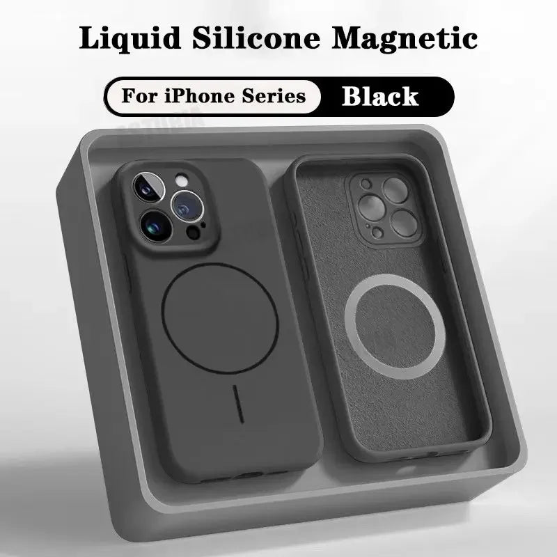 Microfiber Liquid Silicone Magnetic Case for iPhone