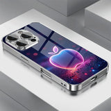 Colorful Apple Pattern Plating Glass Phone Case For iPhone