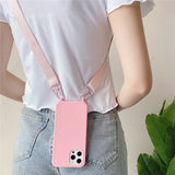 Crossbody Lanyard Matte Silicone Necklace Strap Case for iPhone