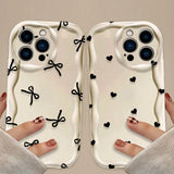 Black Bowknot Heart Shockproof Silicone Phone Case for iPhone