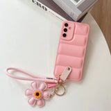 Fashion Down Jacket Sunflower Wrist Strap Phone Case for Samsung