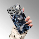 Crystal Butterfly Electroplated Glass Case for iPhone