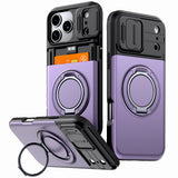 Armor Reinforced Shock‑Absorbent Case With Card Slot & Stand for iPhone